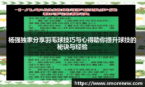杨强独家分享羽毛球技巧与心得助你提升球技的秘诀与经验